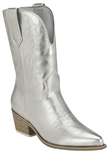 Nine West Yodown, Botas Vaqueras Mujer, Plata 040, 40 EU