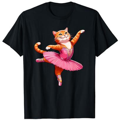 Funny Orange Cat Ballet Dance Ballerina Boys Girls Kids T-Shirt