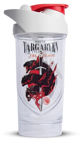 Shieldmixer Hero Pro Classic Shaker Targaryen – sin BPA – Accesorios para el gimnasio – Coctelera de proteínas – Botella de fitness – Color blanco – 700 ml