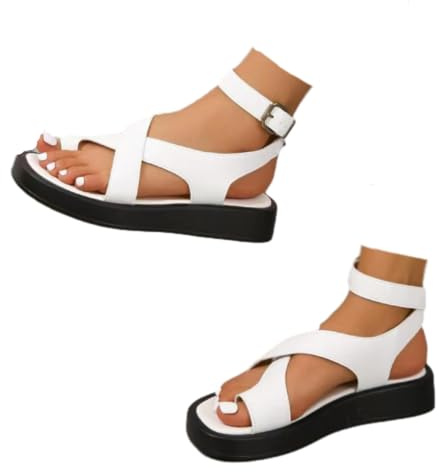 WINDEHAO Sandali da donna in vera pelle, con plateau, infradito, estivi, da spiaggia, sandali grossi