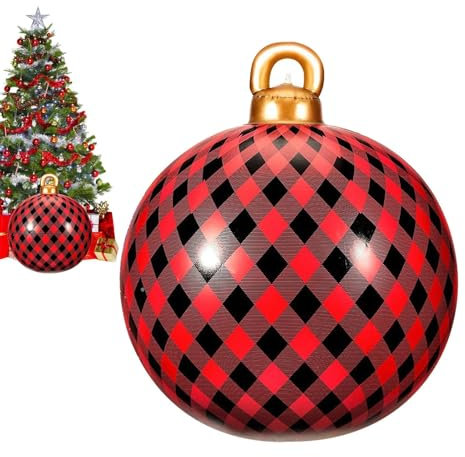 Aufblasbare Weihnachtsschmuck | 61 cm große PVC-Kugeldekorationen – riesige Weihnachtsschmuck, aufblasbare Ornamente, große glänzende Kugeln für drinnen und draußen, Garten