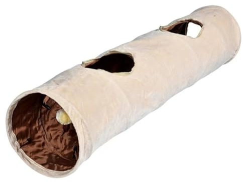 Katttunnel, 25 x 119 cm vikbar rostig kattlektunnel med hål, långvariga interaktiva kattrör och tunnlar för katter, kaniner, valp och andra djur, kattrör