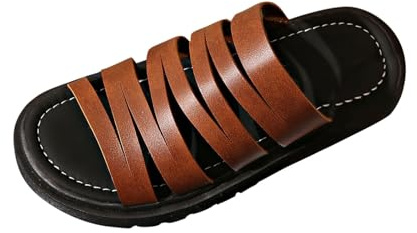 HAOLEI Sandalias Mujer Comodas,Sandalias Planas de Piel Sintética Suave Informales Versátil Sandalia de Playa Minimalistas Calzado Romano Cómodo Zapatillas para Uso Exterior Piscina Playa