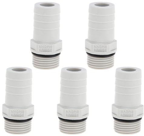Hihaha Plastic Hose Barb Connector 3/4 1/2G Male Thread Straight Pipe Connector Gray White 5 Pcs