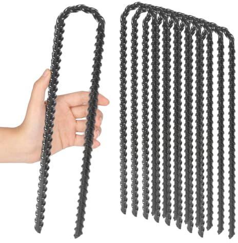 Bodenanker Trampolin 30cm Schwarz U-Förmig - Verzinkter Stahl Erdanker Zeltheringe mit Meißelspitze, Robuste Bodenanker für Zelt, Camping, Zaun, Schaukel (8 Stück)