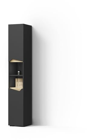 Livinity Badschrank Timavo, Anthrazit, 30 x 180 cm | mit Türen, und offenen Fächern