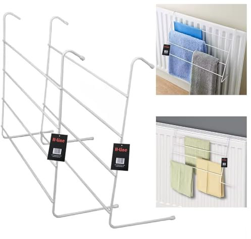 H-LINE 2 Pack of 4 Bar Radiator Airer Dryer Clothes Drying Rack Rail Towel Holder Hang