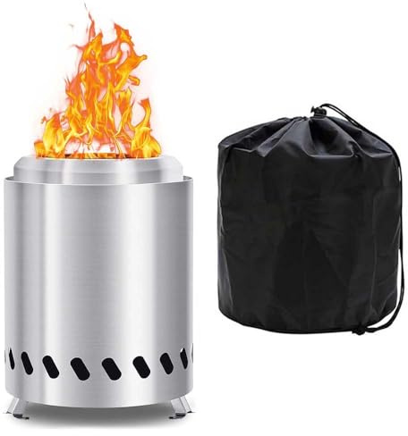 Braciere portatile da tavolo per esterni, mini braciere da tavolo senza fumo, per campeggio, patio, in acciaio inossidabile, con borsa da viaggio, a legna/pellet, accessori per camper UK