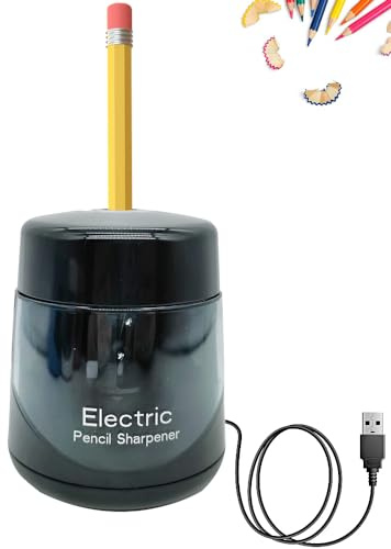 JIJICZ Elektrischer Anspitzer,6-12mm USB und Batteriebetrieb Spitzer Elektrisch mit Behälter Elektrische Bleistiftspitzer für Kinder