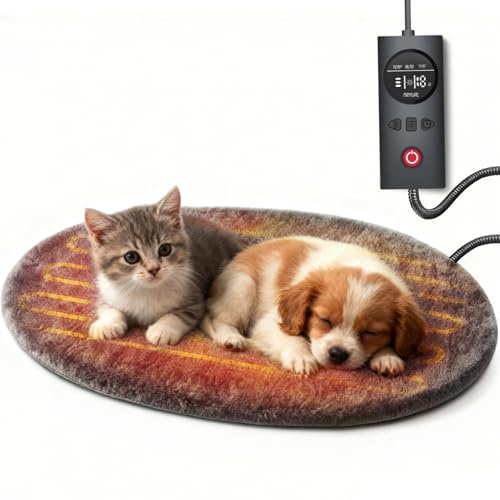 Dog Cat Heating Pad Pressure Activated Pet Heating Pad Safe Automatic Electric Heated Bed Mat for Indoor Pet, Warming Pad with Chew Resistant Cord, Adjustable Temperature, Waterproof Washable 45*39CM
