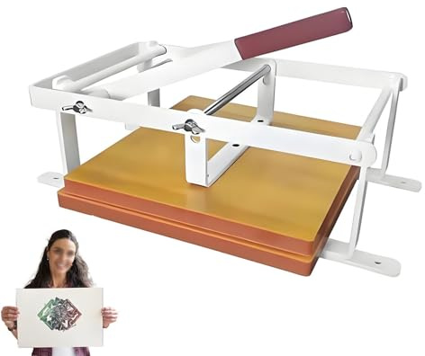 AiODiO Linoleum Press,Flatbed printmaking Machine,Manual Flatbed Press, Plate Size 12x12 Inch, Height Adjustment, for Woodblock Ink,Linoleum Cutting
