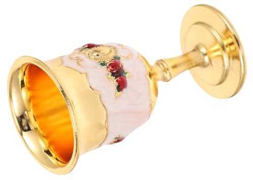 MUELODSIC Copa De Vino Blanco De Copa Tallo Para Bar o Fiesta Diseño Floral Aleatorio Flor Dorada Material De Aleación De Zinc