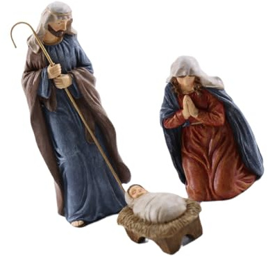 Statue in resina per presepe, set di sculture della Sacra Famiglia, decorazione natalizia da tavolo artigianale per casa, chiesa, vacanze