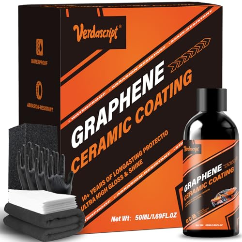 Graphene Ceramic Coating (50ml) - 20H Professional Top Coat Kit. Heavy Duty Paint Sealant, Hydrophobic & High Gloss Shine, 10+ Yrs Long-Lasting Protection. Apply After Car Wash & Paint Correction.
