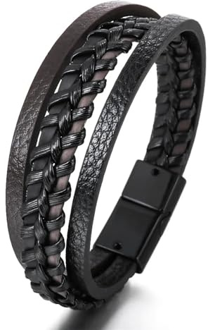 LMRJHAZ Armband Men Armband smycken Trendiga Retro Multi-Layer Leather Woven Armband Fashionabla Charm Man Armband Hip Hop Punk Accessories