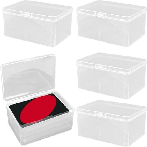 Ceriselle Förvaringslåda för kort, kortfodral, set med 4 plastlådor för kortspel, genomskinlig organisator med hög kapacitet (utan kort)