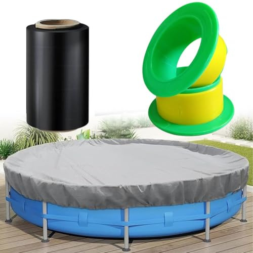 Bâche d'hiver pour piscine - 300 m - Film noir extensible - Résistant aux intempéries - Protection contre les débris, la pluie et la neige - Convient aux piscines hors sol