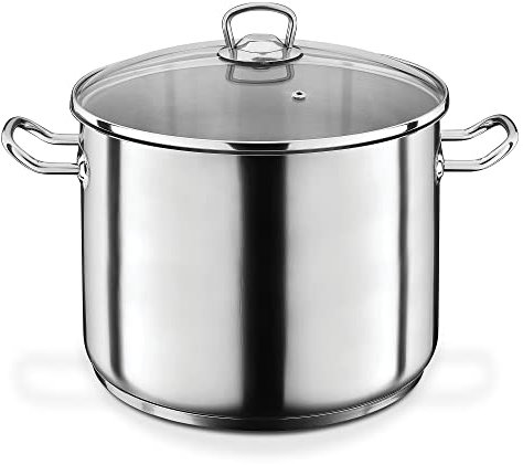 GSW Grande marmite Professionnelle – Grand Pot XXL pour Soupe, pâtes et ragoût, idéale pour Les familles et la gastronomie – Acier Inoxydable, 28 cm, 15 litres