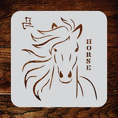 Pferdekopf-Schablone, 15,2 x 16,5 cm (M) – Animal Farm Equine Chinesisches Jahr des Pferdes Schablonen für Malvorlage