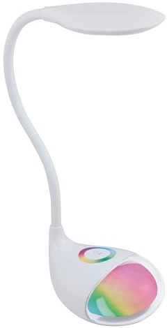EGLO LED Tischlampe Cabado 1, Tischleuchte mit Touch, neutralweiß, dimmbar | Lampenfuß mit RGB Farbwechsel, Schreibtischlampe Kinder aus Kunststoff in Weiß, LED Nachttischlampe