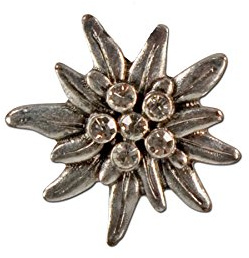 Alpenflüstern Ansteck-Pin Strass-Edelweiss klein (in traditionellen Farben) API106