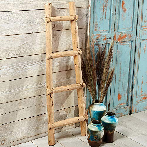 BLACK FOREST DECOR Kiva Decorative Wooden Ladder – 4 Ft – Handmade Southwest Style
