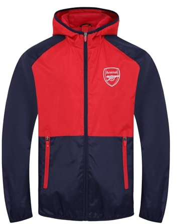 Arsenal FC - Chaqueta cortavientos oficial - Para niño - Impermeable - Retro - Azul marino - 12-13 años