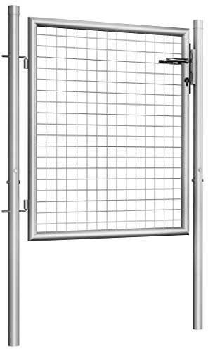 Tidyard Gartentor Gartentür Zauntor Gartenpforte Zauntür Hoftor Gartenzaun Pforte Metalltor Einzeltor Hoftür Tor Verzinkter Stahl 105x125cm Silbern