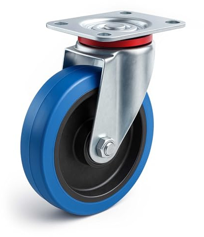 Wiltec Roulette pivotante en plastique – Ø 200 mm – Capacité de charge 350 kg – Roue sans frein, avec Plaque de montage – Transport Appareil Accessoire Meuble – Usage silencieux sans trace