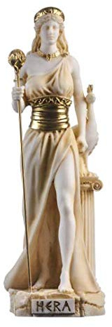 BEAUTIFUL GREEK STATUES Hera Göttin der Ehe, Frauen, Geburt und Familie, Alabaster, goldfarben, 22 cm