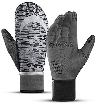 JTIAN Guanti Muffole Per Uomo E Donna Guanti Termici Invernali Guanti Sportivi Touch Screen Guanti Antiscivolo Per Ciclismo, Guida, Escursionismo, Corsa, Lavoro (Gray,XXL)
