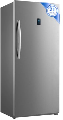 Smad 21 Cu.Ft. Upright Freezer, Stand Up Frost Free Freezer with LED Control Panel, Right Open Door, Door Ajar Alarm, Convertible Refrigerator/Freezer for Garage, Kitchen, Home, Stainless Steel