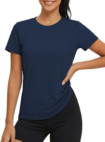 MAGCOMSEN Sportshirt Damen UV Shirt Kurzarm Sport Shirts Basic Funktionsshirt Fitness Wandershirt Yoga UV-Schutz Wasser