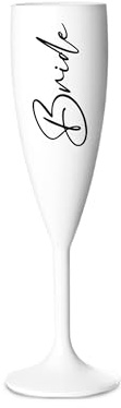 Print Maniacs Champagne Premium White Flute Glass Bride Groom Mr Mrs Wedding Maid Honour Wine Cocktail Prosecco Celebrations Gift (Black, Bride)