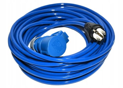 Hilark Cable Tech Adattatore Camping-Car H07BQ-F Poliuretano (Pur) 3 x 2,5 Cavo di collegamento Campeggio Spina CEE Blu 10 m