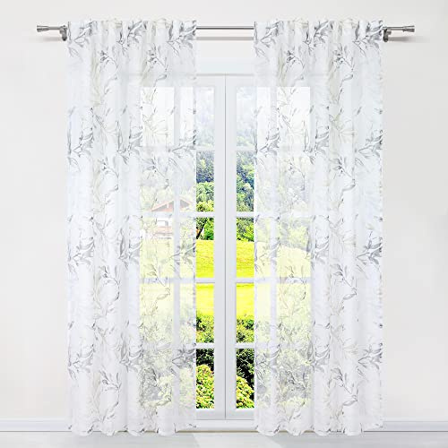 SCHOAL Gardinen mit Kräuselband Transparente Vorhänge Voile Fensterschal Modern Gardinenschal Landhaus BxH 135x175cm 1 Stück Weiß