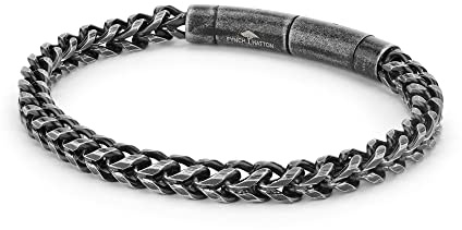 Fynch-Hatton Herren Fuchsschwanz Armband – Edelstahl in Silber, Silber Antik & Schwarz