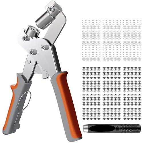 VORXEON Eyelet Punch Kit 3/8 inch(10mm) Grommet Tool Kit with 300Pcs Aluminium Eyelets, Metal Eyelet Pliers Hole Punch Tool for Leather Tarpaulins Paper Bags PVC