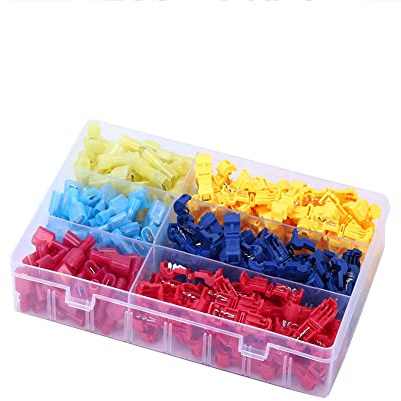 200 Stück T Abzweigverbinder, T-Tap Elektrische Steckverbinder, Schnellspleißdrahtklemmen T-Wasserhahn-Anschlüsse Nylon-isolierte Stecker Schnelltrennklemmen-Set