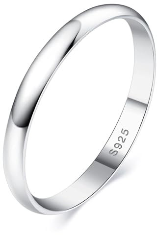 YADOCA 2MM Ringe Silber 925 Damen Klassische Hochglanzpolierte Sterling Silber Verlobungsring Band Daumenring Ewigkeitsringe (mit Geschenkbox) Größe 62
