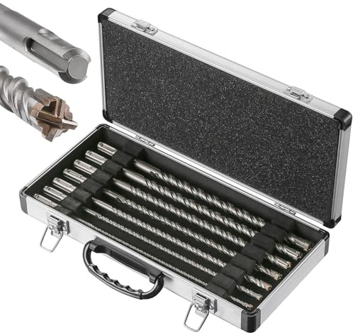 Wensilon Set 12inch Concrete Drill Bit kit Cross-Type Double Thread Carbide Material Suitable for Concrete, Brick, Cement Walls, Stone, Hammer Drill Bits for Concrete