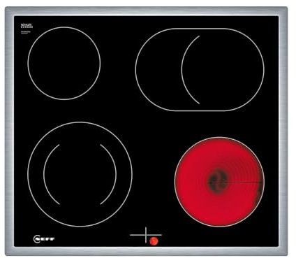 NEFF M16SRF0L0, N 50, Elektrokochfeld, herdgesteuertes Glaskeramik-Kochfeld 60 cm breit, Bräterzone, Zweikreis-Kochzone, Restwärmeanzeige, aufliegend, Schwarz