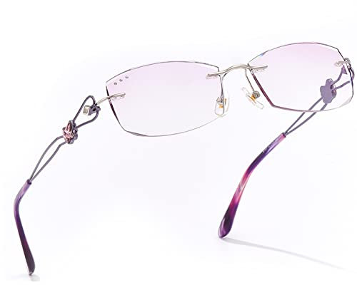 Elegante getönte Damen-Lesebrille, blaues Licht blockierende Computer-Lesebrille mit Diamantschliff und Strass (Farbe: Rosa, Größe: 1,5 x)