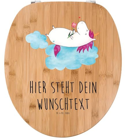 Mr. & Mrs. Panda Personalisierter WC Sitz Motiv Einhorn Verliebt - Personalisierte Geschenke, Klodeckel, mit Namen, Einhörner, Toilettensitz, Klobrille, Wolke, Unicorn, Liebe, Freundin, WC-Deckel