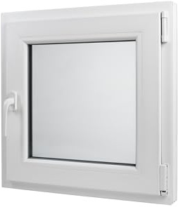 Kunststoff Fenster Dreh/Kipp 60 cm x 60 cm Anschlagrichtung Rechts inklusive Fenstergriff