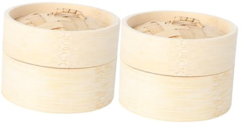 TOPBATHY 2juegos Cesta De Vapor De Madera Redonda Para Cocinar Dim Sum Bollos y Postres De Cocina Para Recetas Asiáticas Cocción Saludable y Rápida