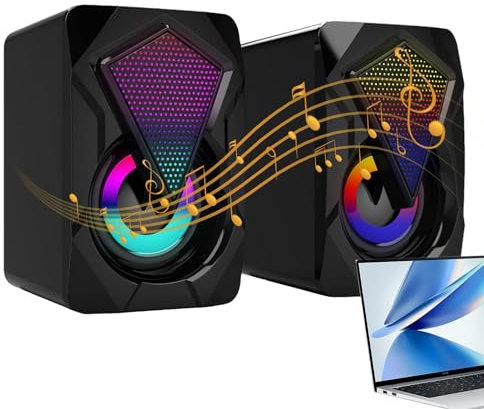Altoparlanti multimediali per PC, subwoofer da tavolo, con luci RGB, suono chiaro, alimentazione USB, Plug & per monitor di computer portatili