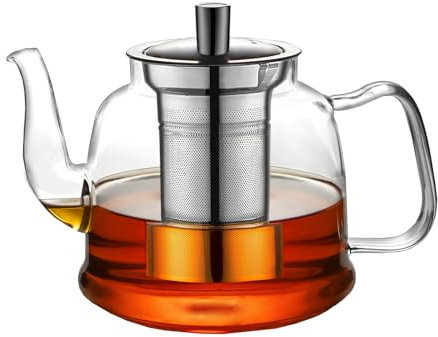 1600ml Glass Teapot with Removable Infuser, CMXING Stovetop Safe Tea Kettle, Borosilicate Glass Teapot for Blooming and Loose Leaf Tea