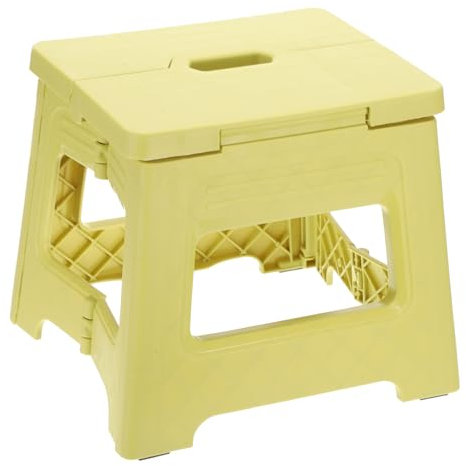 sourcing map 8 Folding Step Stool for Adults 88 lbs Capacity Non-Slip Step Stool with Handle Collapsible Foot Stools, Yellow Small Stepping Stool for Bathroom, Bedroom, Kitchen