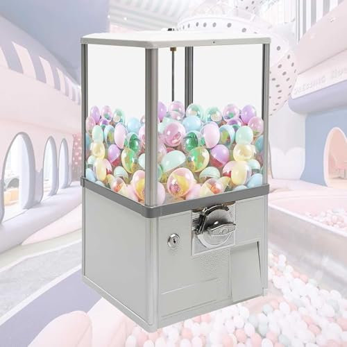 CASEGO Münzbetriebener Süßigkeitenautomat – fasst 800–1000 Münzen, 200 4,3 cm große Kaugummis oder 150 4,8 cm große Kaugummis – Kleiner Verkaufsautomat (White)